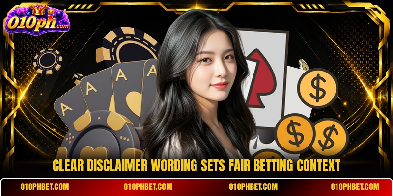 Clear disclaimer wording sets fair betting context Clear disclaimer wording sets fair betting context