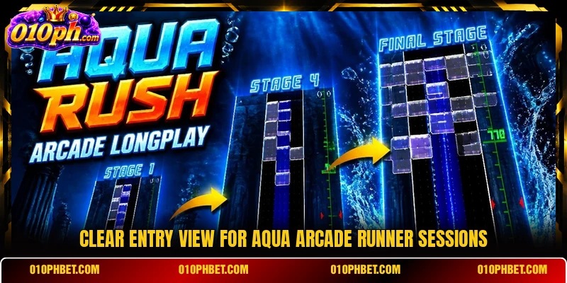 Clear entry view for Aqua Arcade Runner sessions