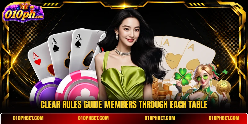 Clear rules guide members through each table