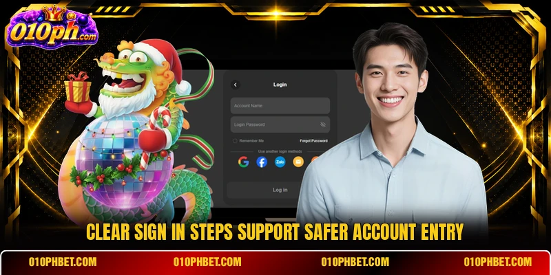 Clear sign in steps support safer account entry