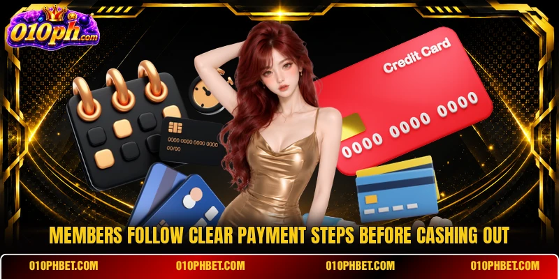 Members follow clear payment steps before cashing out