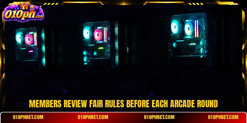 Members review fair rules before each arcade round Members review fair rules before each arcade round