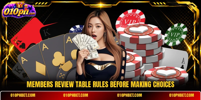Members review table rules before making choices