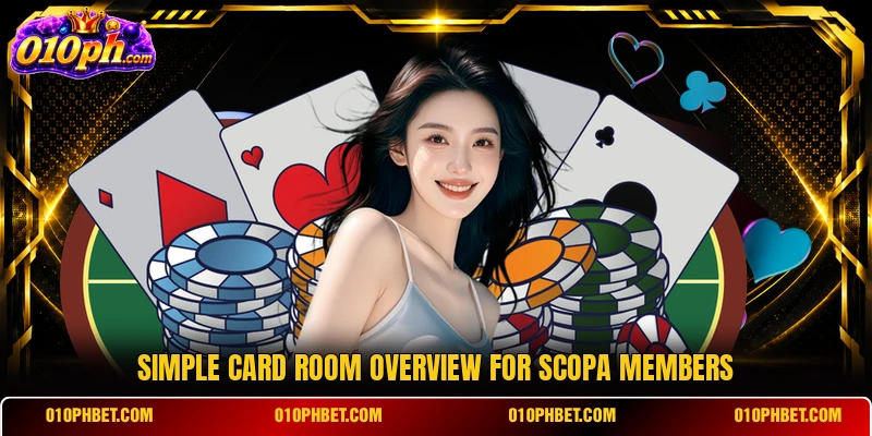 Simple card room overview for Scopa members Simple card room overview for Scopa members