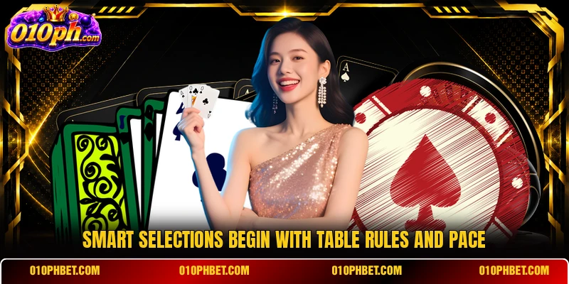 Smart selections begin with table rules and pace